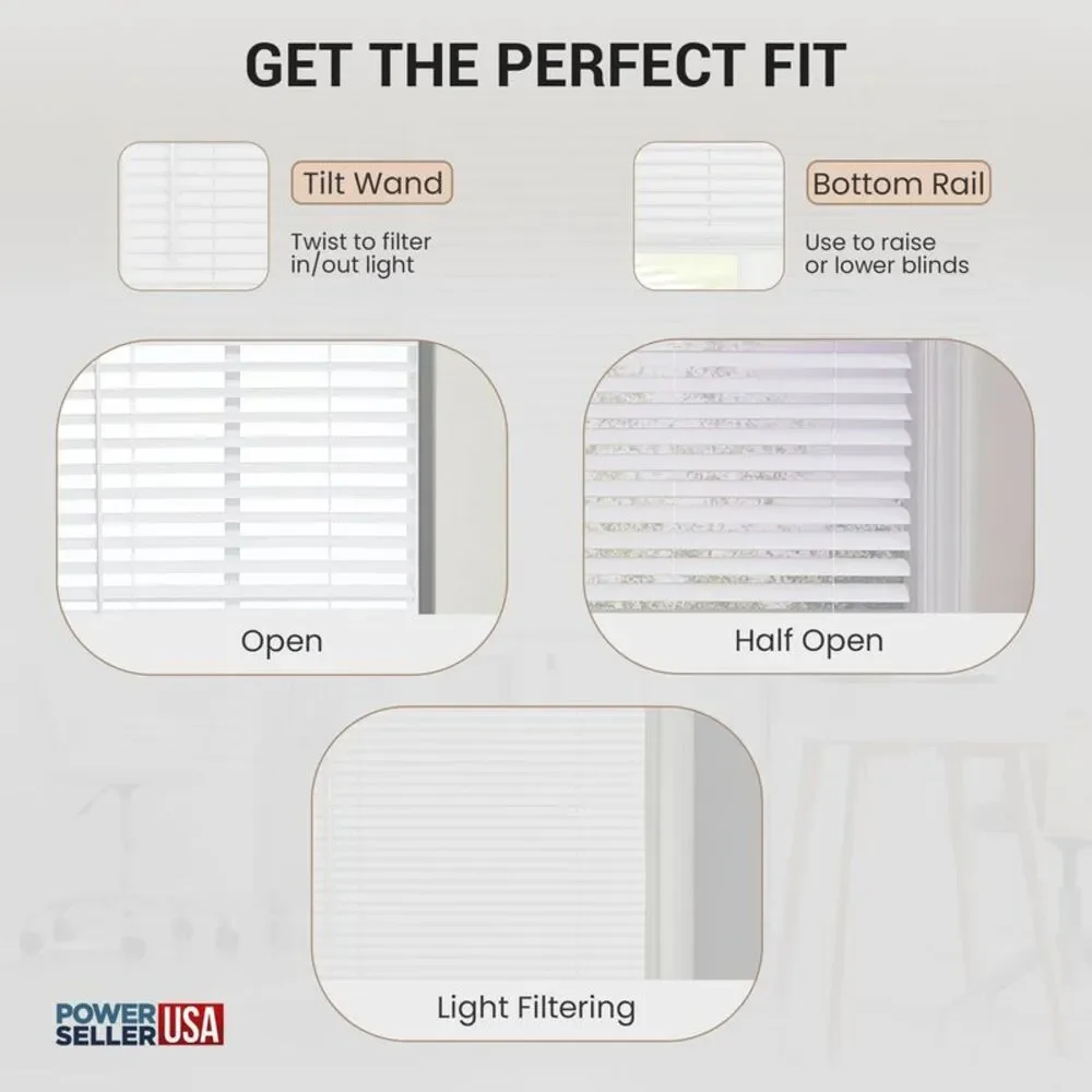 PowerSellerUSA Cordless Window Blinds, Privacy & Light Filtering 1
